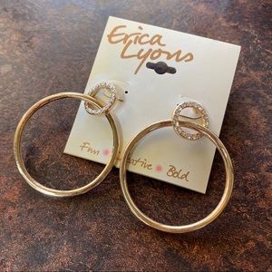 Erica Lyons Hoop Gold Earrings Dangle Crystal G5